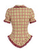 [Pre-Sale] Champagne 1940s Plaid Lace V Neck Two Piece Set 7