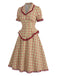 [Pre-Sale] 2PCS 1940s Plaid Lace Ruffled Hem Blouse & A-Line Skirt