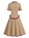 [Pre-Sale] 2PCS 1940s Plaid Lace Ruffled Hem Blouse & A-Line Skirt