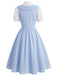 [Pre-Sale] Light Blue 1940s Plaid V Neck Dress 4