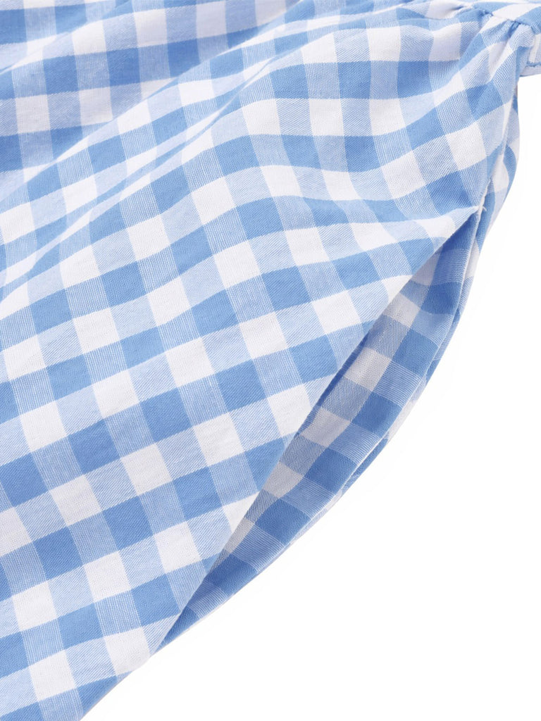 [Pre-Sale] Light Blue 1940s Plaid V Neck Dress 6