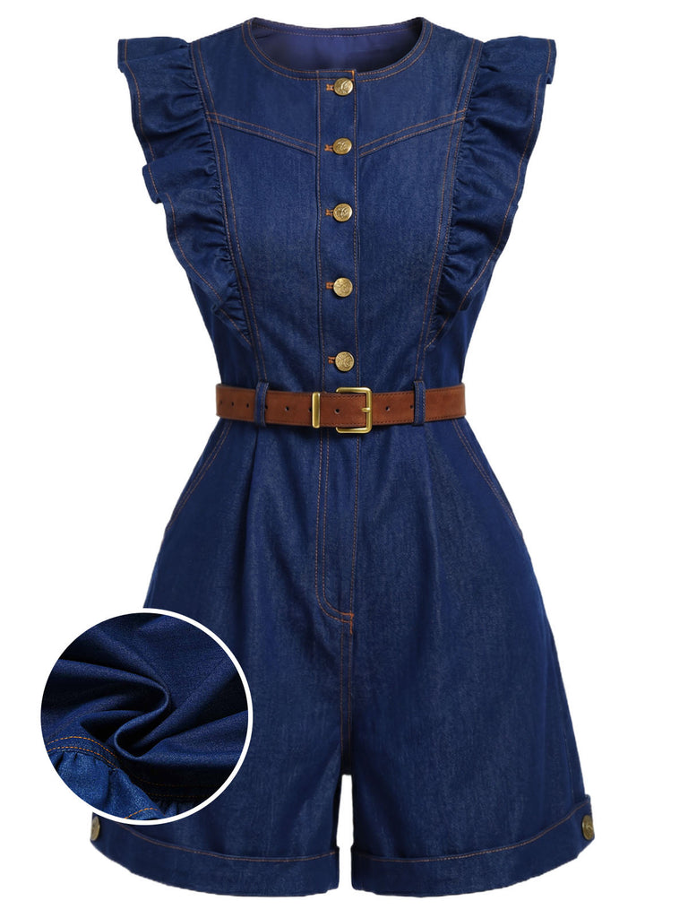 [Pre-Sale] Blue And Gray 1970s Vintage Retro Jumpsuit 2