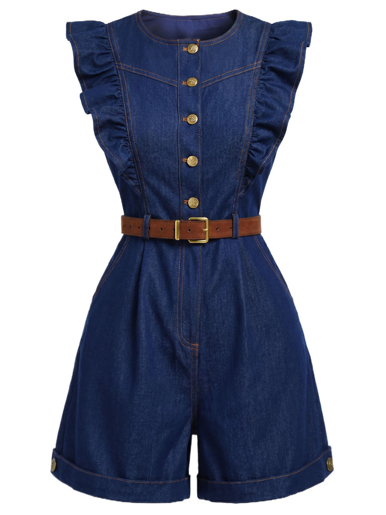[Pre-Sale] Blue And Gray 1970s Vintage Retro Jumpsuit 3