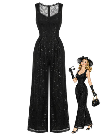 [Pre-Sale] Black 1960s Lace Vintage Classic Jumpsuit