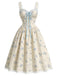 [Pre-Sale] Light Blue 1950s Polka Dot Floral Ruffle Dress 2