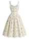 [Pre-Sale] Light Blue 1950s Polka Dot Floral Ruffle Dress 4