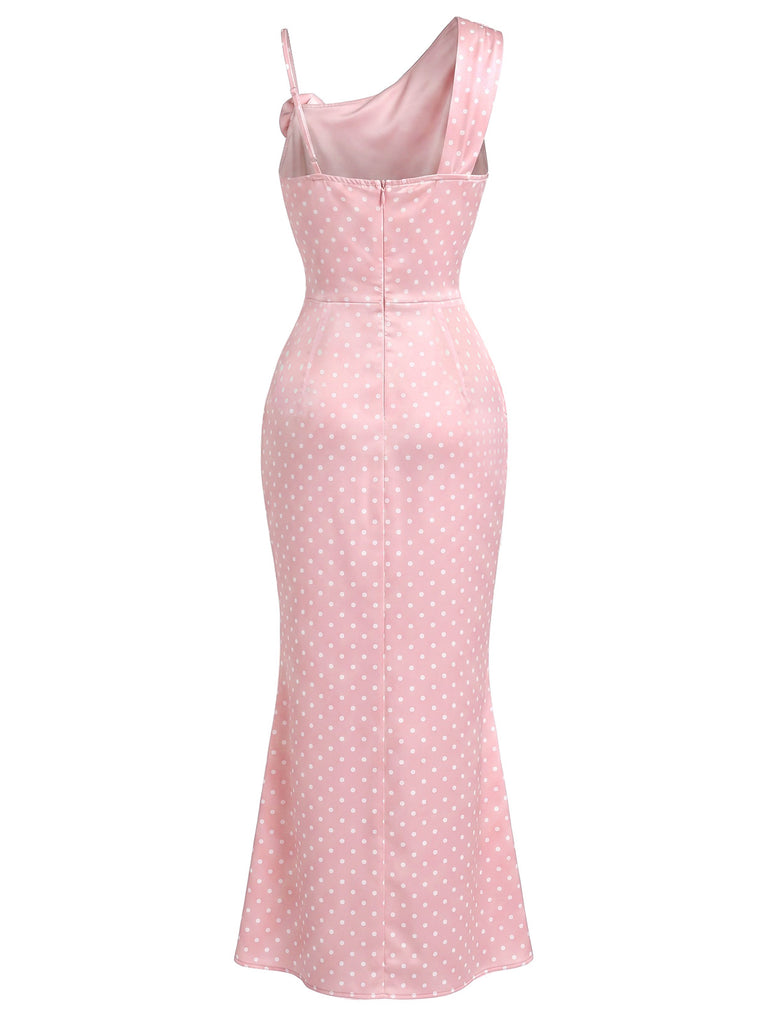 [Pre-Sale] Dark Pink 1930s Polka Dot Floral Dress 5