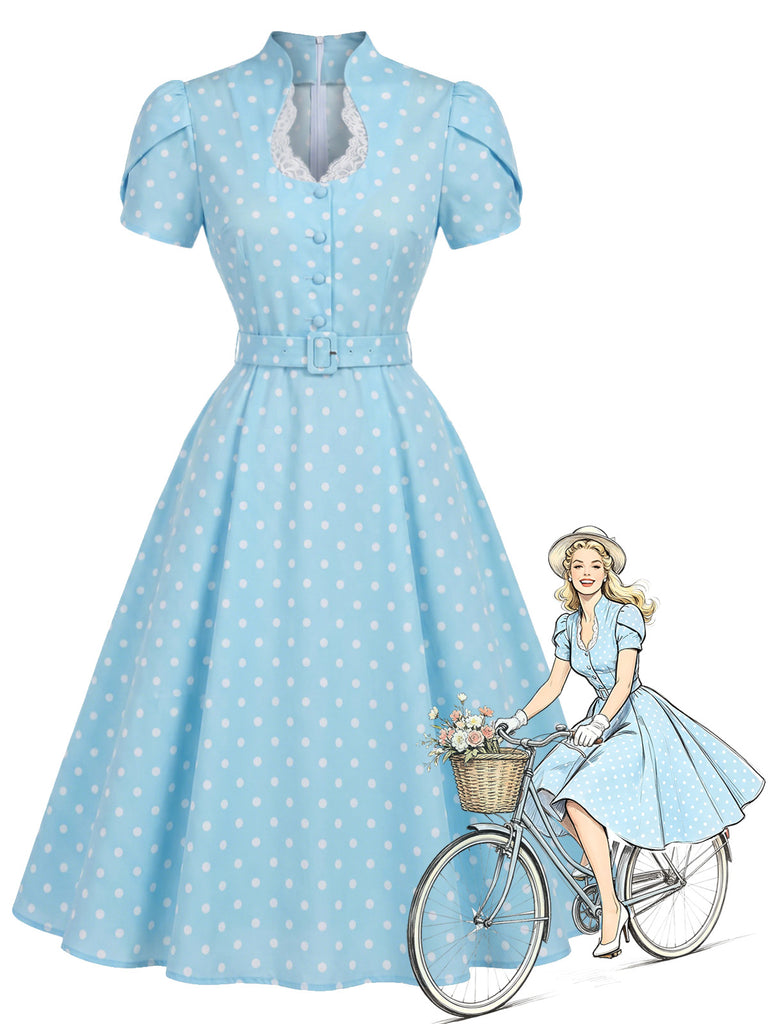 light blue polka dot dress Halter Midi | Women's Clothing This dress is such a classic and playful piece for your wardrobe Iggy lace-trimmed polka-dot midi dress