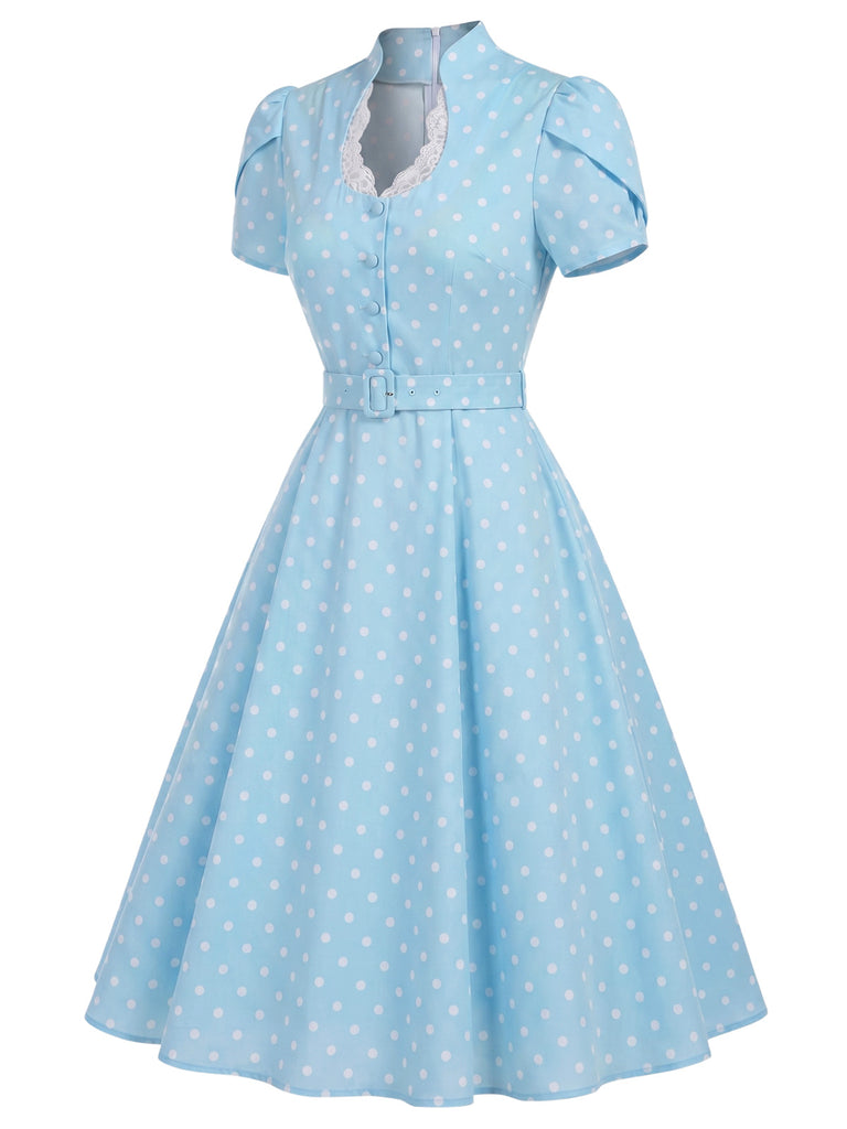 [Pre-Sale] Black 1950s Polka Dot Lace Dress 3