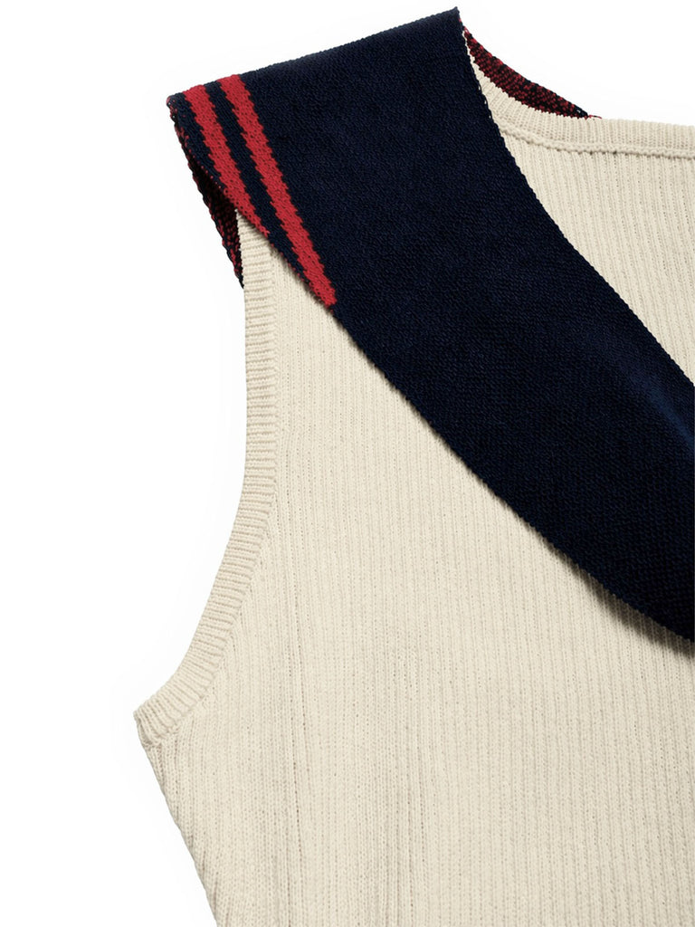 [Pre-Sale] Cream Color 1970s Striped Patchwork Dress 6
