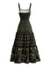 Green 1950s Print Spaghetti Strap Dress 3