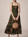 Green 1950s Print Spaghetti Strap Dress 4