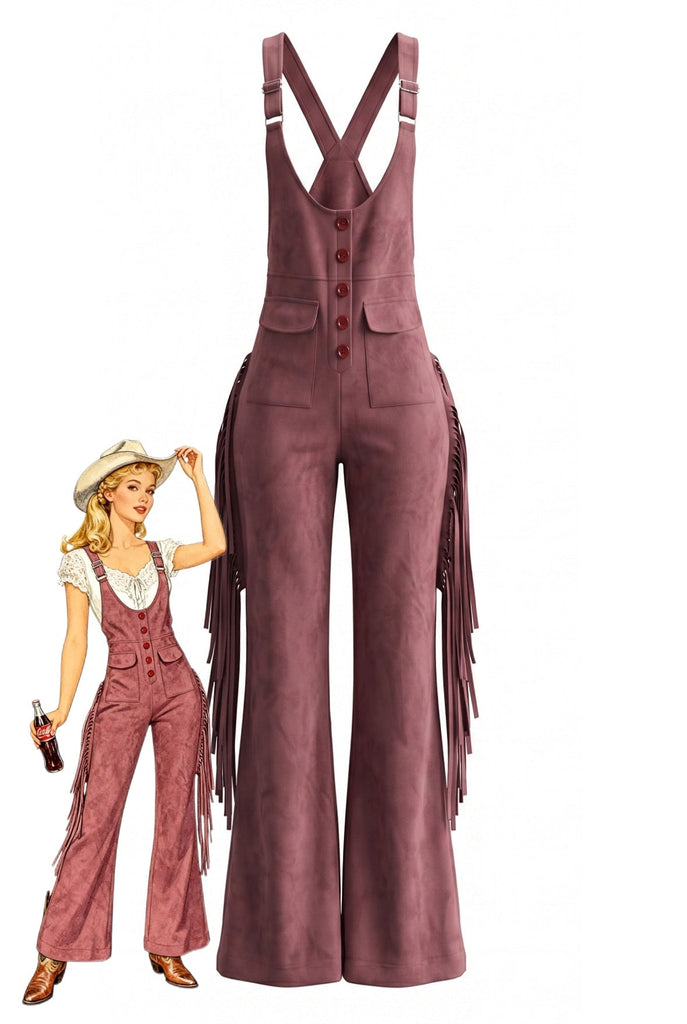 1930s Fringe Suede Suspender Jumpsuit 5