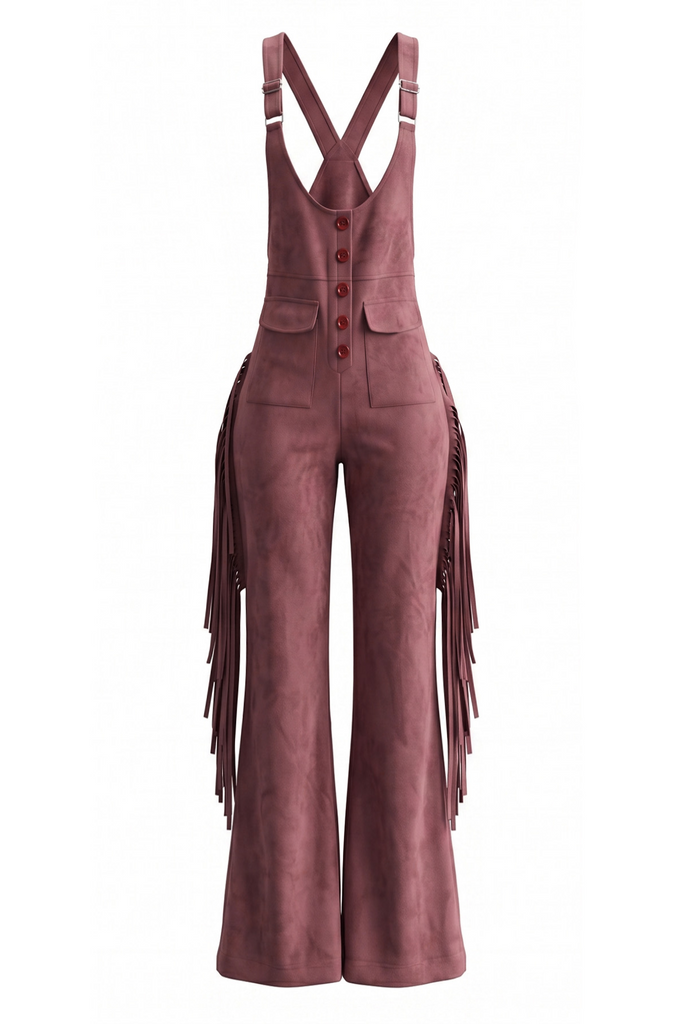 1930s Fringe Suede Suspender Jumpsuit 6