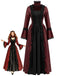 1930s Victorian Gothic Bell Sleeve Floral Maxi Dress