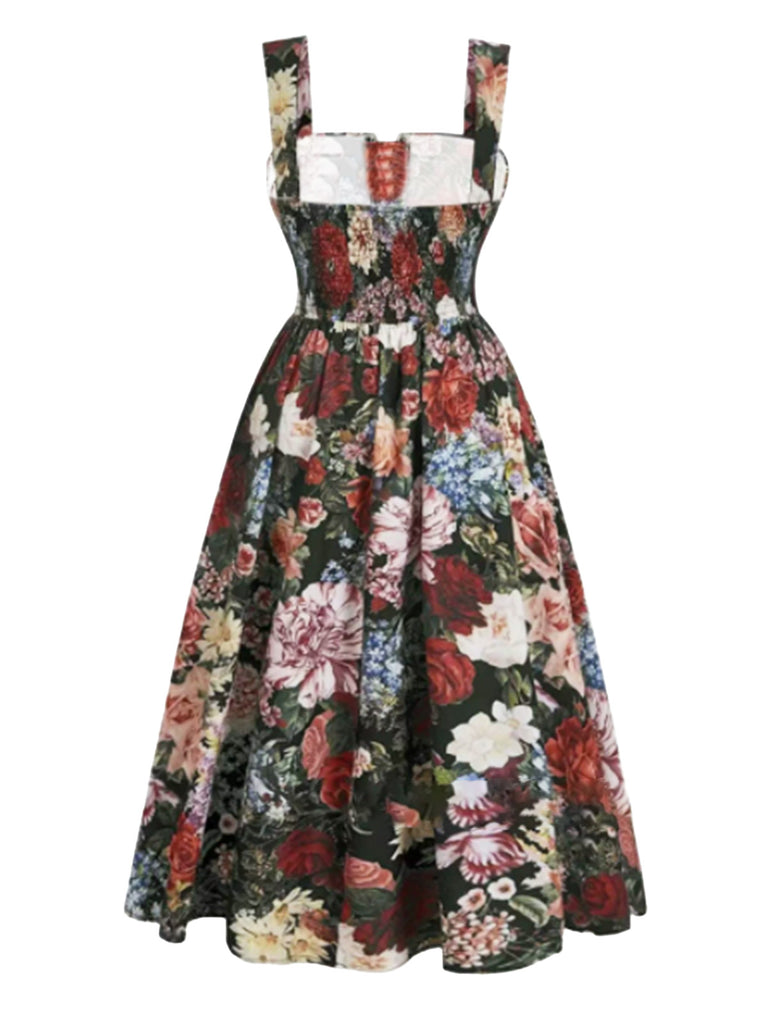 [Plus Size] Elegant Multicolor 1960s Vintage Floral Dress 3
