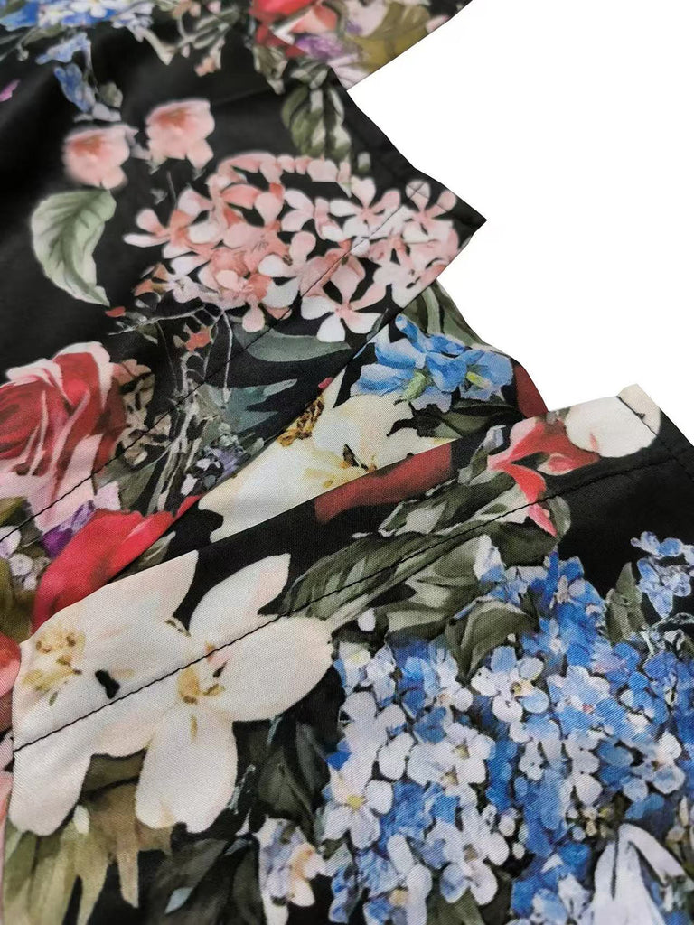 [Plus Size] Elegant Multicolor 1960s Vintage Floral Dress 5
