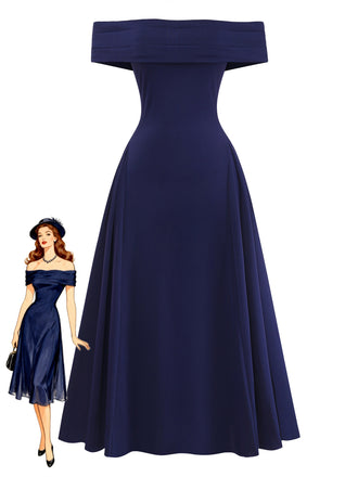 Deep Blue 1950s Vintage Retro Dress