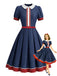 [Pre-Sale] Red Blue White 1940s Ruffle Patchwork Dress