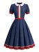 [Pre-Sale] Red Blue White 1940s Ruffle Patchwork Dress 3