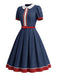 [Pre-Sale] Red Blue White 1940s Ruffle Patchwork Dress 4
