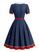 [Pre-Sale] Red Blue White 1940s Ruffle Patchwork Dress 5
