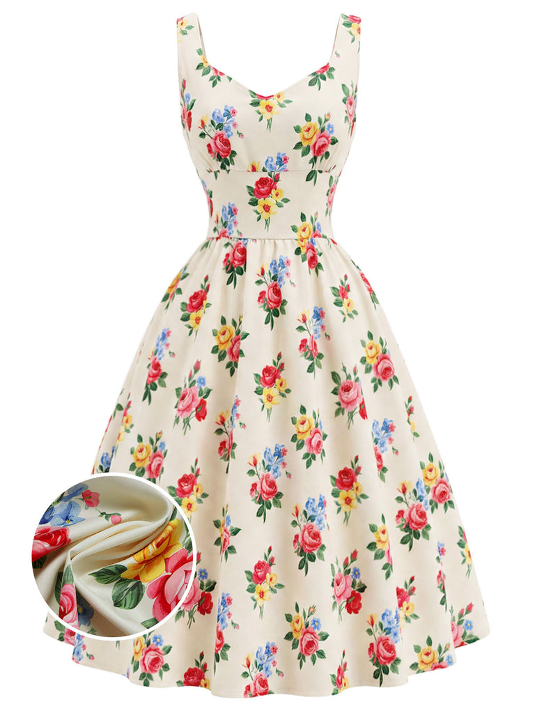 [Pre-Sale] Cream Color 1940s Floral Vintage Dress