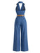 [Pre-Sale] Dark Blue 1970s Denim Belted Jumpsuit 4