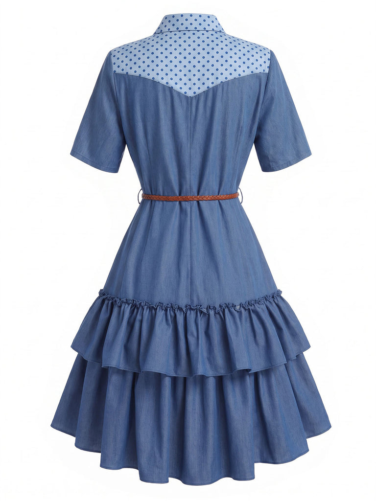 [Pre-Sale] Dark Blue 1960s Floral Denim Dress 5