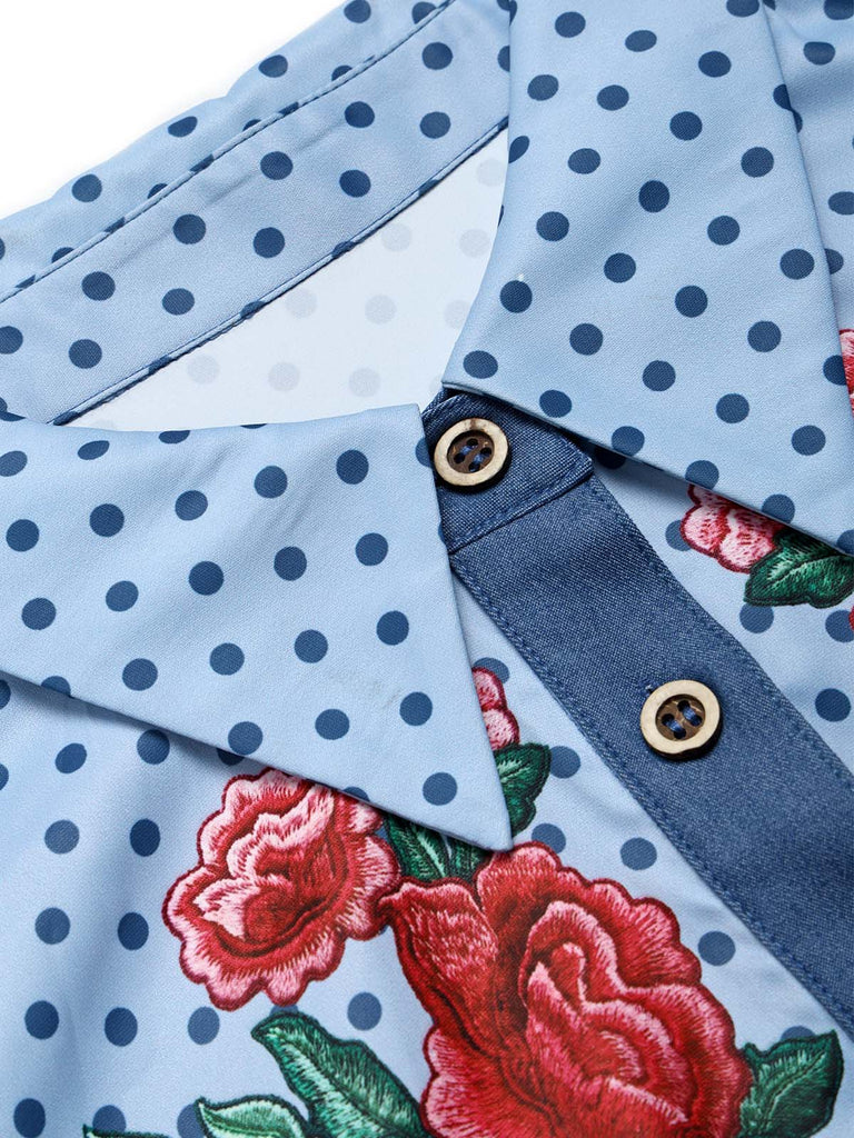 [Pre-Sale] Dark Blue 1960s Floral Denim Dress 8