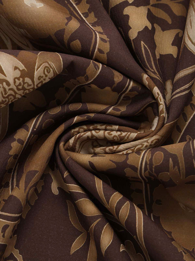 [Pre-Sale] Dark Brown 1970s Floral V Neck Belted Jumpsuit 6