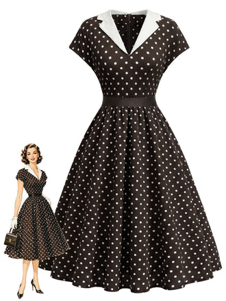 [Pre-Sale] Brown 1930s Polka Dot Dress