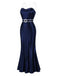 [Pre-Sale] Dark Blue 1920s Belted Satin Dress 3