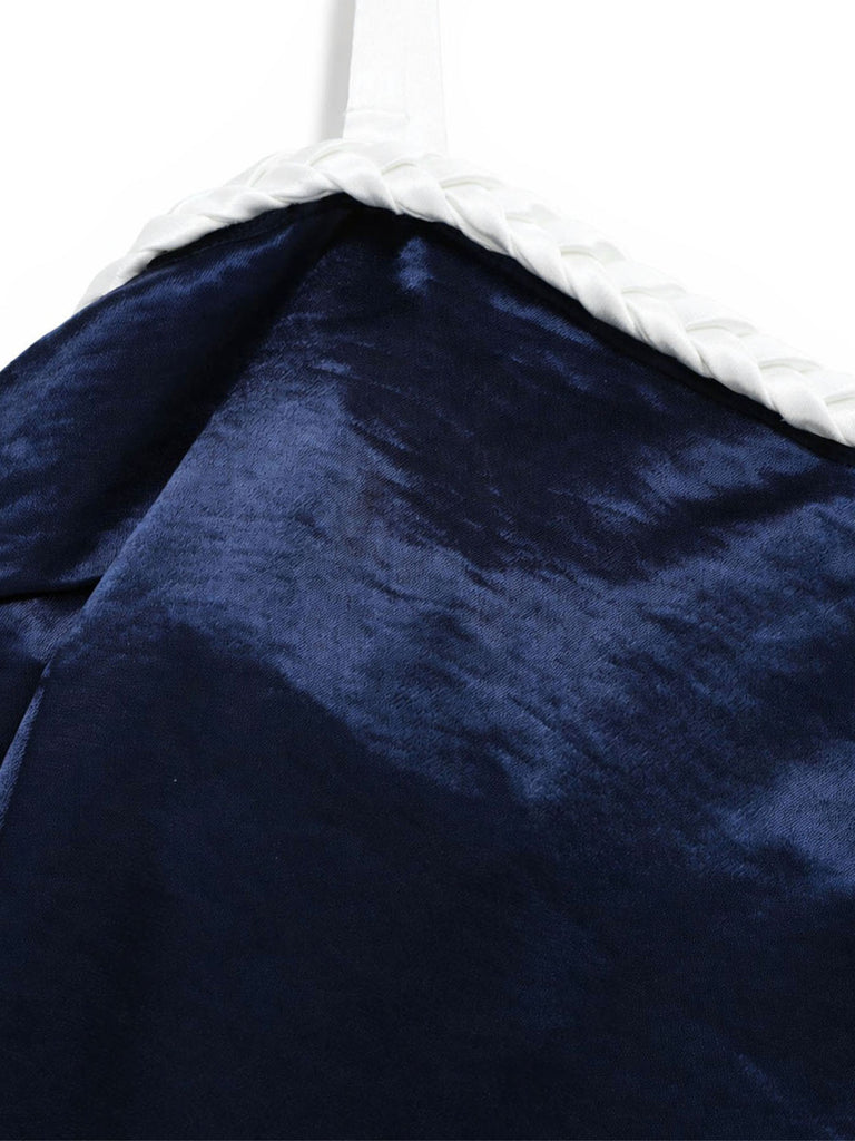 [Pre-Sale] Dark Blue 1920s Belted Satin Dress 7