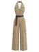 [Pre-Sale] Light Coffee 1940s V Neck Jumpsuit 3
