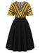 [Pre-Sale] Plus Size Bgo 1960s Floral V Neck Striped Dress 2