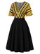 [Pre-Sale] Plus Size Bgo 1960s Floral V Neck Striped Dress 3