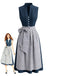 2PCS Blue 1950s Sleeveless Dress & Floral Apron