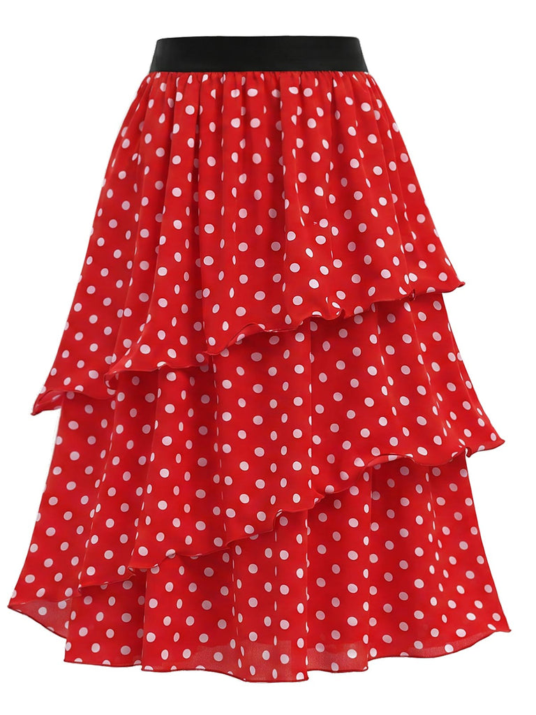 [Pre-Sale] Flame Scarlet 1940s Polka Dot Ruffle Skirt 2