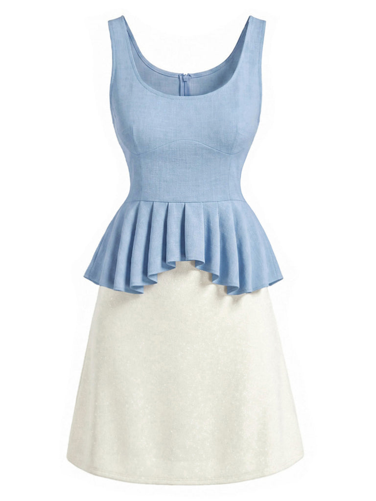 [Pre-Sale] 2PCS 1970s Solid Pleated Hem Tank Top & Mini Skirt