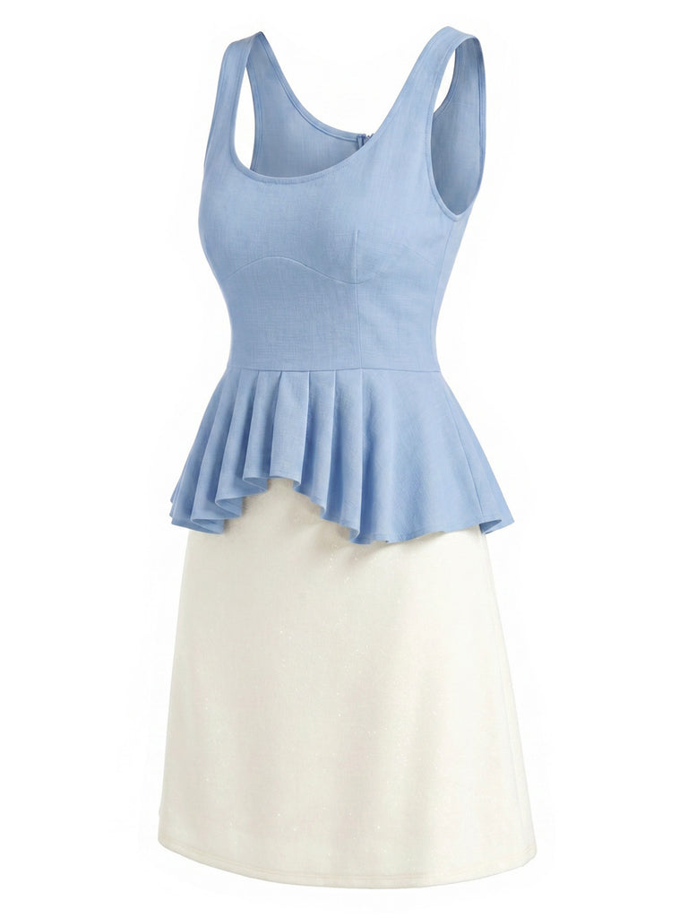 [Pre-Sale] 2PCS 1970s Solid Pleated Hem Tank Top & Mini Skirt