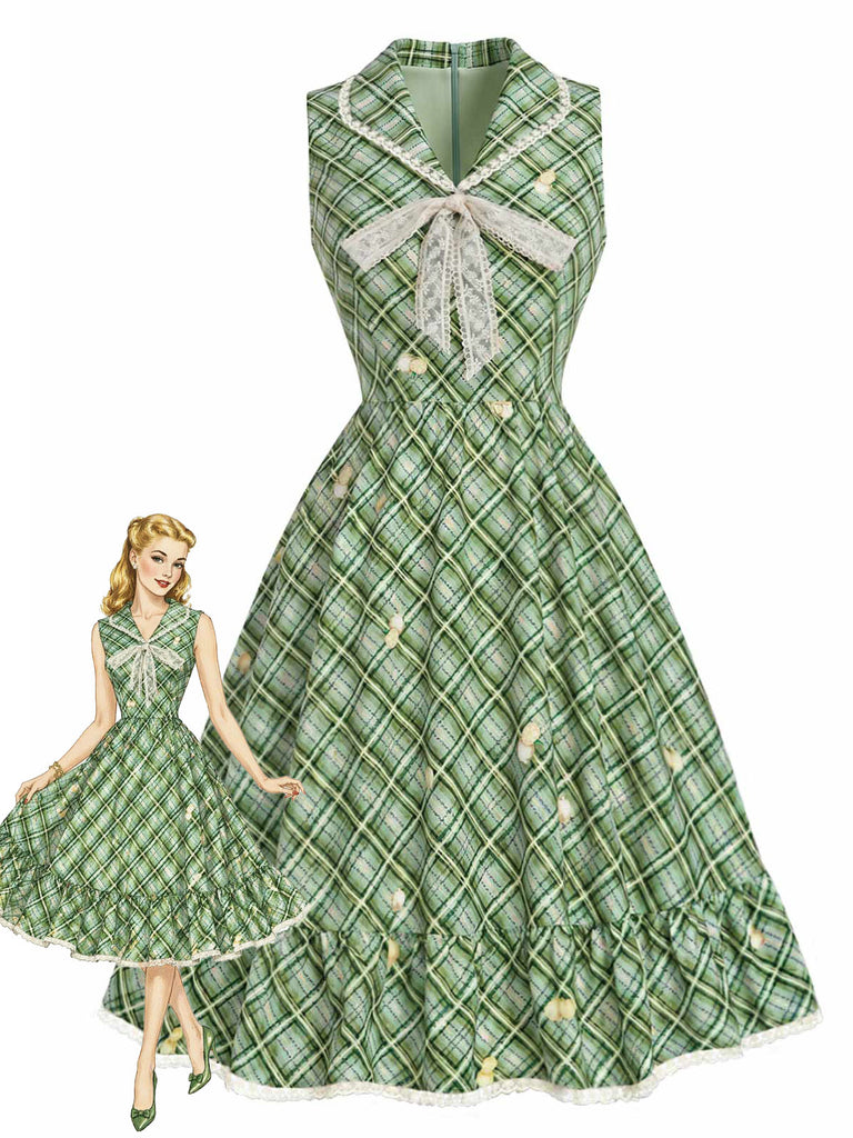 [Pre-Sale] Gray Green 1940s Vintage Classic Dress
