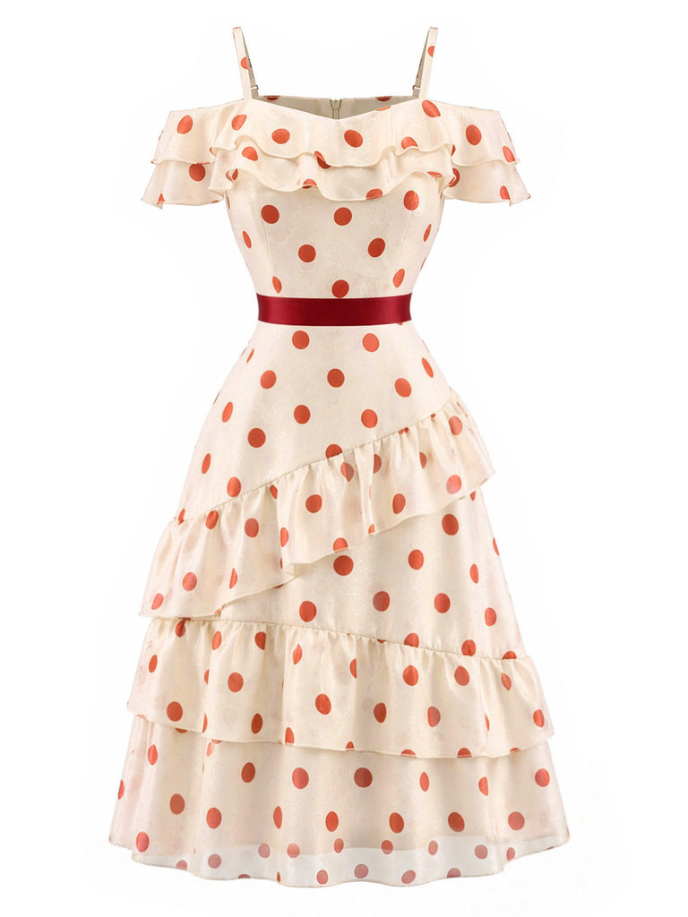 [Pre-Sale] True Red 1960s Polka Dot Ruffle Dress 2