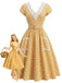 [Pre-Sale] Orange Color 1940s Plaid Vintage Classic Dress