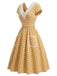 [Pre-Sale] Orange Color 1940s Plaid Vintage Classic Dress 3