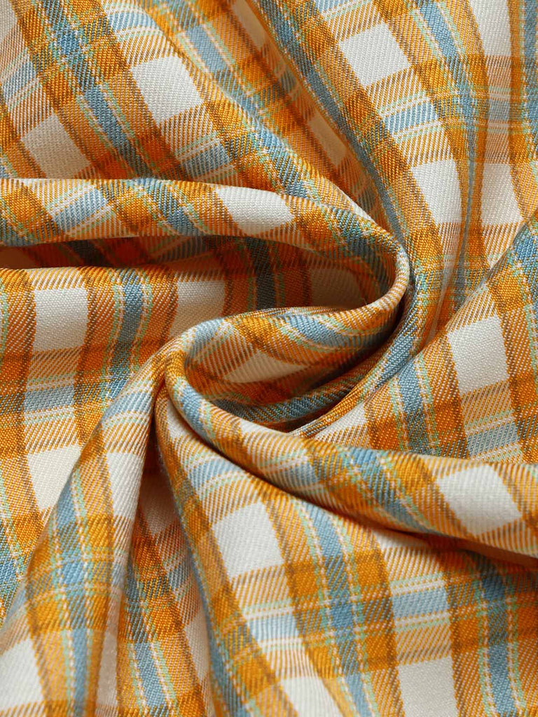 [Pre-Sale] Orange Color 1940s Plaid Vintage Classic Dress 7