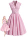 [Pre-Sale] Peach Pink 1940s Plaid V Neck Dress