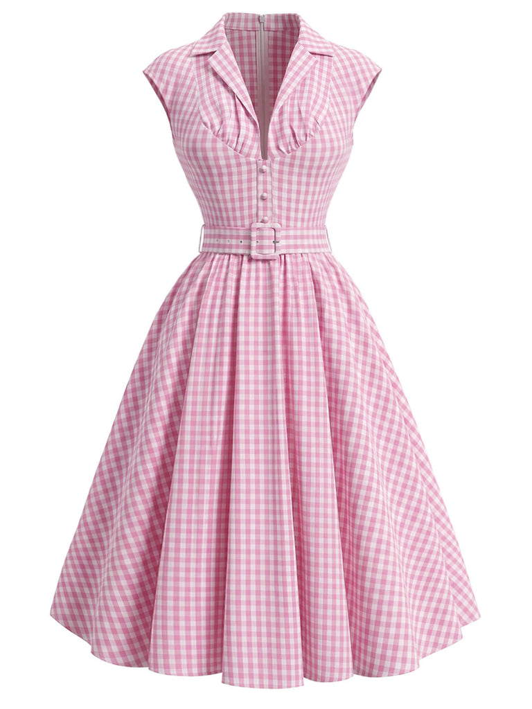 old navy pink plaid dress Tiered Mini Swing Dress