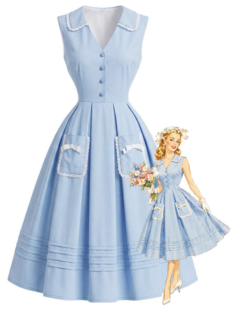 [Pre-Sale] Deep Blue 1950s Vintage Classic Dress