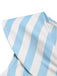 [Pre-Sale] Light Blue 1940s V Neck Striped Bow Dress 5